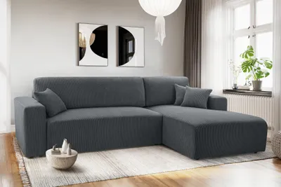 Produktbild von AX LIVING Catea Eckschlafsofa mit Bettkasten R – Graue Eckcouch 279 cm