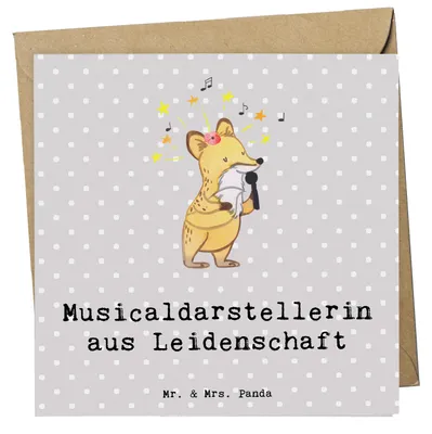 Produktbild von Mr. & Mrs. Panda Grußkarte Musicaldarstellerin Leidenschaft - Grau Pastell - Geschenk, Glückwunschkarte, doppelkarte, anlasskarte, Klappkarte, faltkarte