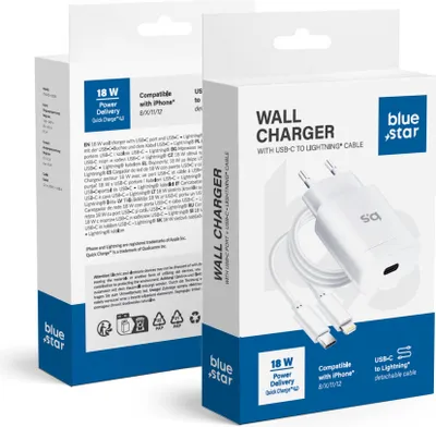 Image de Chargeur Blue Star pour iPhone X/11/12/13/14 - 18W avec fonction de charge PD