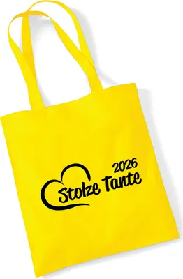 Produktbild von Huuraa Jutebeutel Stolze Tante 2026 Herz 10 Liter Yellow Baumwolle Tasche Geschenkidee