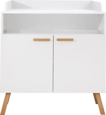 Image de MatsBaby Commode à langer 2 portes, 1 espace ouvert, blanc.