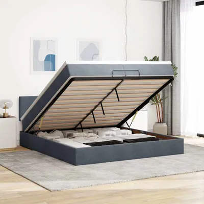 Produktbild von Möbel Ottoman-Bett mit Matratze Dunkelgrau 200x200 cm Samt - Klassische Betten 3311724