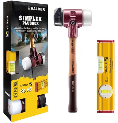 Productafbeelding van HALDER Actiebox voor bestratingswerkzaamheden: SIMPLEX slaghamer Ø 60 mm + STABILA waterpas