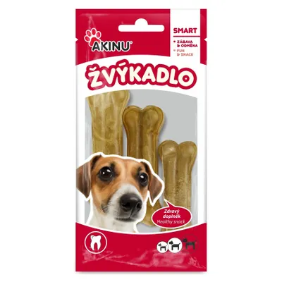 Obrázek produktu pro Akinu Kost z buvolí kůže přírodní pamlsek pro psy žvýkací 8 cm 3 ks