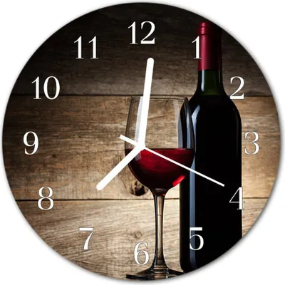 Immagine prodotto di Orologio da parete in vetro, orologio da cucina, vetro vero, 30 cm, rosso vino