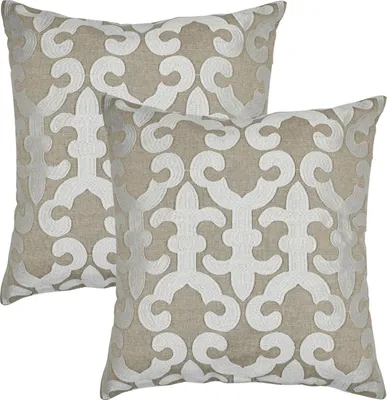 Imagen del producto de Marrakesch, juego de 2 fundas de cojín, cojín de 40x40 cm. Cojín de algodón bordado, ideal como decoración para el salón, para colocar en sillones y sofás. Cojín decorativo Kayon, color blanco, perfecto como cojín para sillas en el comedor