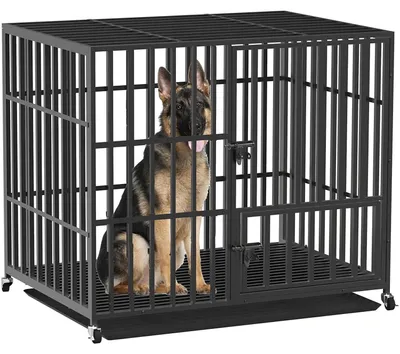 Produktbild von Hundekäfig XXL Transportbox Schwerlast Metall Gitterbox 3 Türen 4 Rollen Bodenschale 117x78x93.5cm