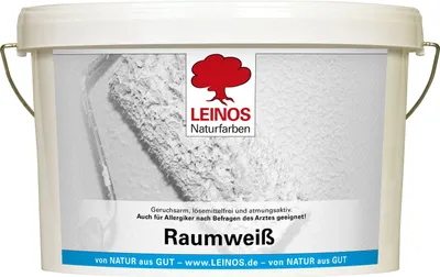 Produktbild von LEINOS Raumweiß 650 – natürliche Wandfarbe 10 l, matt, weiß, tropfgehemmt, sehr ergiebig, diffusionsoffen, für mineralische Untergründe