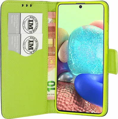 Image de cofi1453® Housse de livre Fancy pour SAMSUNG GALAXY A71 5G (A716F) Housse de téléphone portable Etui portefeuille Housse de protection avec fonction support, compartiment pour carte en bleu-vert