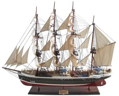 Produktbild von Casa Padrino Luxus Segelschiff Pamier mit Massivholz Ständer Schwarz / Weiß / Rot / Braun 97 x 30 x H. 70 cm - Handgefertigtes Deko Schiff Holzschiff - Deko Accessoires