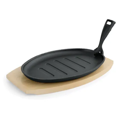 Produktbild von WAS Germany Servírovací pánev s dřevěnou trojnožkou a odnímatelnou servírovací rukojetí 27 x 17,5 x 2 cm litina