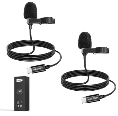 Produktbild von NEEWER Mini USB C Lavalier Mikrofon 2er Pack Kompatibel mit iPhone 16 15 Pro Max