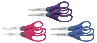 Produktbild von Westcott E-20554 00 Junior Schere, spitz, 13 cm, 6 Stück, pink/lila/blau