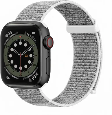 Produktbild von Smartwatch Armband für Apple Watch SE 3 44mm Nylon Textil Band Ersatzband Wechselband Klettverschluss flexibel atmungsaktiv Grau