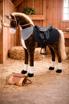 Produktbild von Sweety Toys 14149 Stehpferd Standpferd Reittier Plüschpferd Reitpferd 110 cm inkl. Sattel mit Steigbügeln