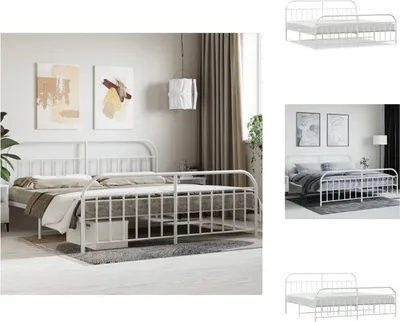 Obrázok produktu pre vidaXL Rám postele s čelom a nohami kovový biely 193x203 cm - Postele a rámy postelí