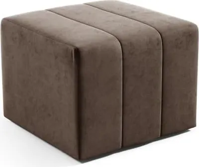 Zdjęcie produktu dla LIKMA Pufa Welurowa Brązowa 46x35x46 cm Puf Tapicerowany Hocker Podnóżek Ławka Do Salonu I Przedpokoju