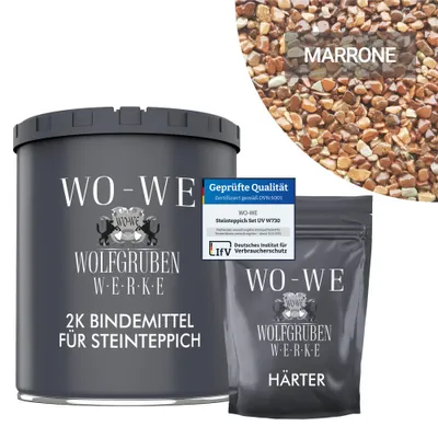 Produktbild von Steinteppich Set Marmorkies Bodenbeschichtung W730 Marrone Braun 1-4mm - (25Kg) 2qm