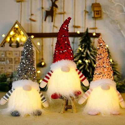 Produktbild von 3 Stück Weihnachten Wichtel mit Licht Weihnachtsdeko Weihnachtszwerg Plüsch H30cm Wichtel Figuren Weihnachtspailletten mit LED Weihnachten Figur Herbsternte GNOME für Weihnachten(3 Stück-Bunt)