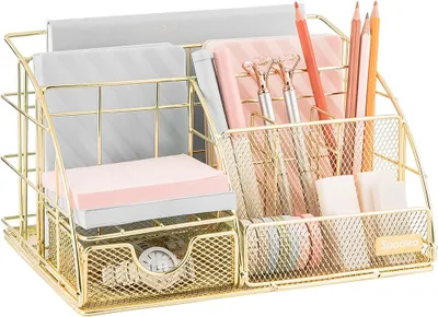Produktbild von Schreibtisch-Organizer und Zubeh?r, All-in-One-Schreibtisch-Organizer, Bleistifthalter mit Schublade, Schreibtisch-Organizer mit mehr Platz fš¹r das Bš¹ro,Gold,