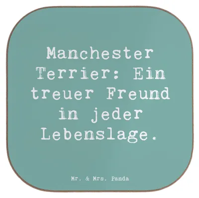 Produktbild von Mr. & Mrs. Panda Untersetzer für Gläser Spruch Manchester Terrier Freundschaft - Meeresbrise - Geschenk, gläseruntersetzer, Hunderassen Eigenschaften, Tischuntersetzer