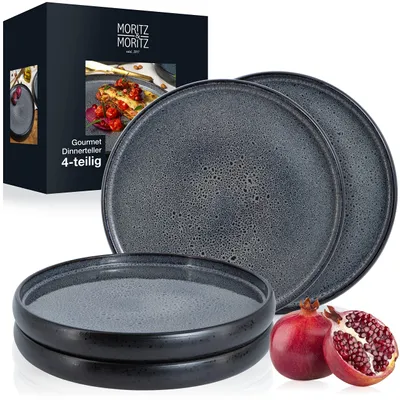 Produktbild von Moritz & Moritz SOLID 4x Speiseteller 26 cm - Steinzeug Teller Set - Geschirr Se