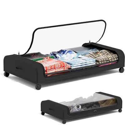 Produktbild von 2er Set Unterbettkommode 96L Aufbewahrungstaschen für unter dem Bett,Aufbewahrungsbox,faltbare Organizer und Aufbewahrungsboxen,Schrankorganizer