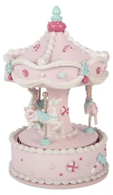 Produktbild von Clayre & Eef Musikbox Karussell Ø 12x19 cm Rosa Kunststoff