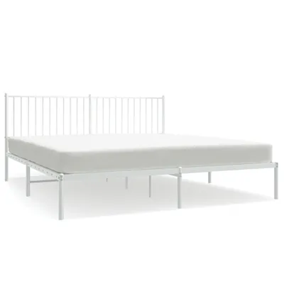Image de vidaXL Cadre de lit avec tête de lit en métal blanc 183x213 cm