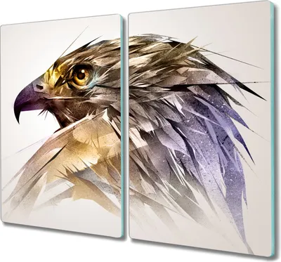 Produktbild von Coloray Kochplattenabdeckung Herdabdeckplatte 2x30x52 cm Hackbrett Schneidebrett Küchenbrett - Tier Vogel Adler