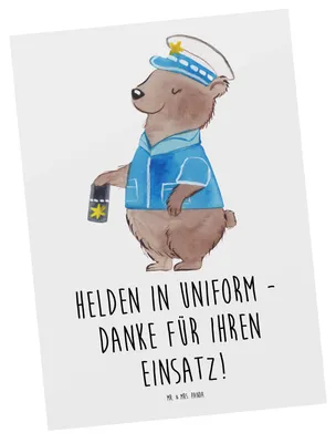 Produktbild von Mr. & Mrs. Panda Ansichtskarte Polizist Held - Weiß - Geschenk, Danke, Grußkarte, Postkarten, Ansichtskarten, Dienst, Anerkennung, sagen, Aufmerksamkeit, Postkarte