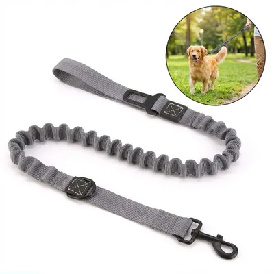 Produktbild von Auto-Sicherheitsgurt für Hunde, elastische Leine mit Ruckdämpfer, 125cm, Grau