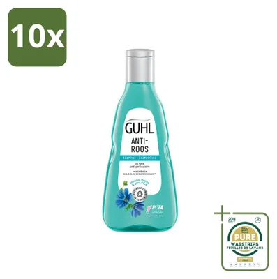 Zdjęcie produktu dla 10 sztuk szamponu Guhl Anti-Schuppen z niebieską malwą - 250 ml - zestaw ekonomiczny