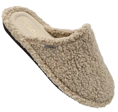 Produktbild von Bosaco Damen Hausschuhe Beige | Flauschige Plüsch Pantoffeln Winter | Warme Slipper mit Leder-Innensohle Gr. 36-41