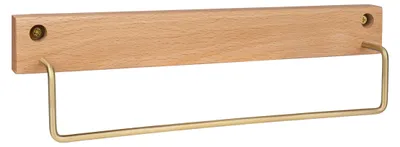 Immagine prodotto di QUVIO Portasciugamani - Portasciugamani - Barra portasciugamani - Portasciugamani bagno - Legno e metallo - Marrone chiaro