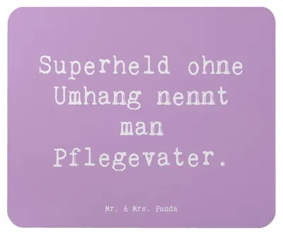 Produktbild von Mr. & Mrs. Panda Mousepad Spruch Pflegevater Held - Lavendeltraum - Geschenk, pc mausunterlage, Erziehung, laptop, Mouse Pad, liebevolle Fürsorge, herzerwärmende Sprüche