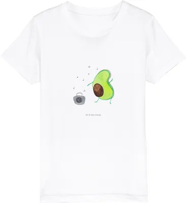 Produktbild von Mr. & Mrs. Panda Organic Kinder T-Shirt Avocado Tanzen 12-14 Jahre (152/164) - Weiß - Geschenk, Baumwolle, Singen, Baumwoll, Öko, Fröhlich, Teenager, Party, Musik