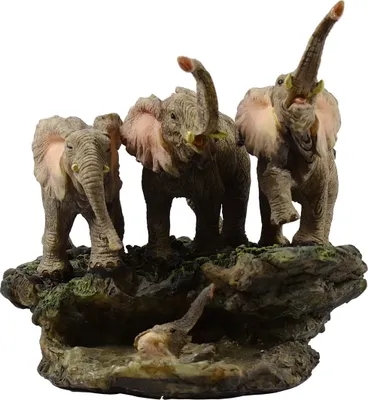Produktbild von Elefant mit Baby Kind Dickhäuter Familie Skulptur Deko Garten Tier Afrika Figur