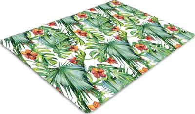 Produktbild von Stuhlunterlage Bürostuhlunterlage 120 cm x 90 cm Bodenmatte Bürostuhlunterlage - Hawaiische Blätter