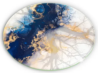 Produktbild von Glasplatte für Grabkerzen Gummifüße Glas Motiv - 40 cm - Abstraktion mit Blau