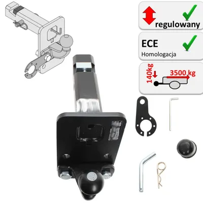 Produktbild von Anhängerkupplung 2" 51x51mm US Fahrzeuge Höhenverstellbar Anhängebock Adapter