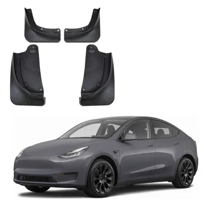 Produktbild von J&J AUTOMOTIVE | Schmutzfänger 4er Set vorne + hinten für Tesla Modell Y ab 2021