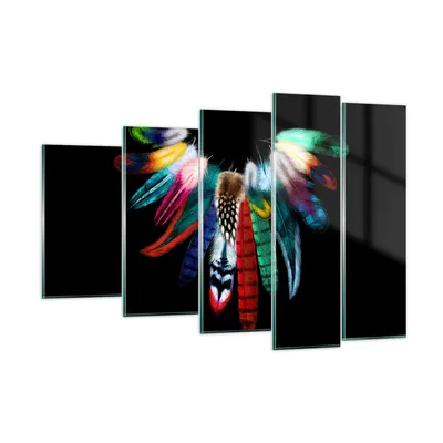 Produktbild von Bilder auf glas - Vogel Feder Farbe Komposition - 150x100cm - Glasbilder - Wandbilder - Kunstdruck - zum Aufhängen bereit - Wanddekoration aus Glas - Glas Bilder - Wandbild auf Glas - GEG150x100-2932