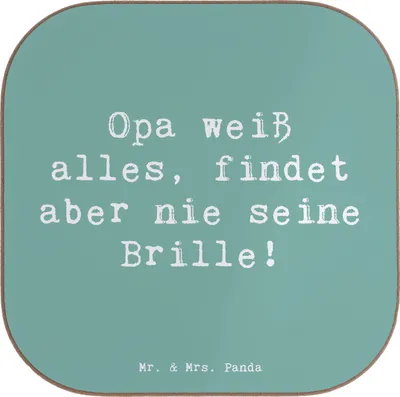 Produktbild von Mr. & Mrs. Panda Untersetzer für Gläser Spruch Opa Wissen - Meeresbrise - Geschenk, gläseruntersetzer, Witz, Glas, Coaster, Lächeln, Großvater, Dankeschön, handgemacht