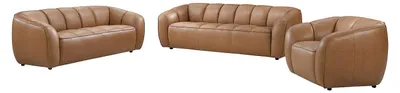 Produktbild von 3-Sitzer-Sofa, 2-Sitzer-Sofa und Sessel aus Kamelbraun-Leder PRADONI