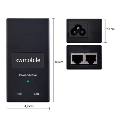 Produktbild von kwmobile PoE Injector Adapter Power over Ethernet 48V 24W IEEE 802.3af