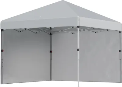 Produktbild von Faltpavillon, zwei Seitenwände, Tragetasche, Stahlrahmen, hellgrau, 3 x 3 x 2,7 m