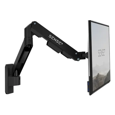 Immagine prodotto di Supporto a braccio da parete per monitor SENSE7 HANG, compatibile con monitor da 17-32 pollici, standard VESA, capacità di carico 9 kg, sistema di regolazione a gas, braccio lungo, gestione dei cavi, design ergonomico, colore nero