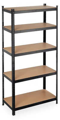 Immagine prodotto di Scaffale in metallo - 5 ripiani - 180 x 90 x 45 cm - Nero - Scaffalatura da garage e cantina