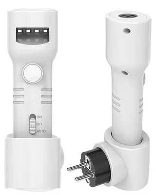 Imagen del producto de Lámpara LED con sensor de movimiento, luz nocturna con dos puntos de luz, linterna LED con enchufe, luz nocturna recargable.